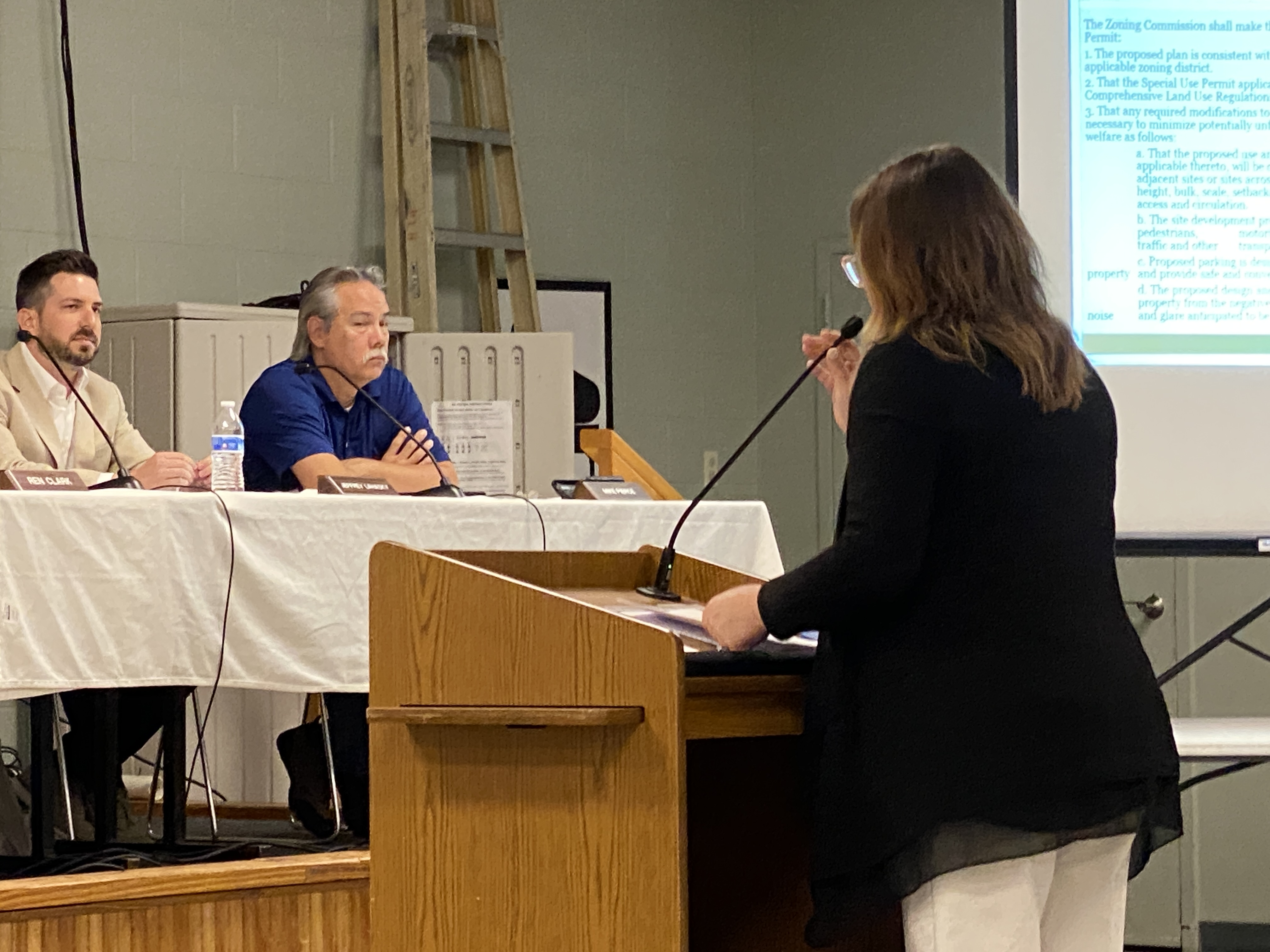 Rhonda Alleman, President of the Fontainebleau Homeowners Association, speaks against the proposal to build a carwash on West Causeway Approach. (Mandeville Daily/William Kropog)